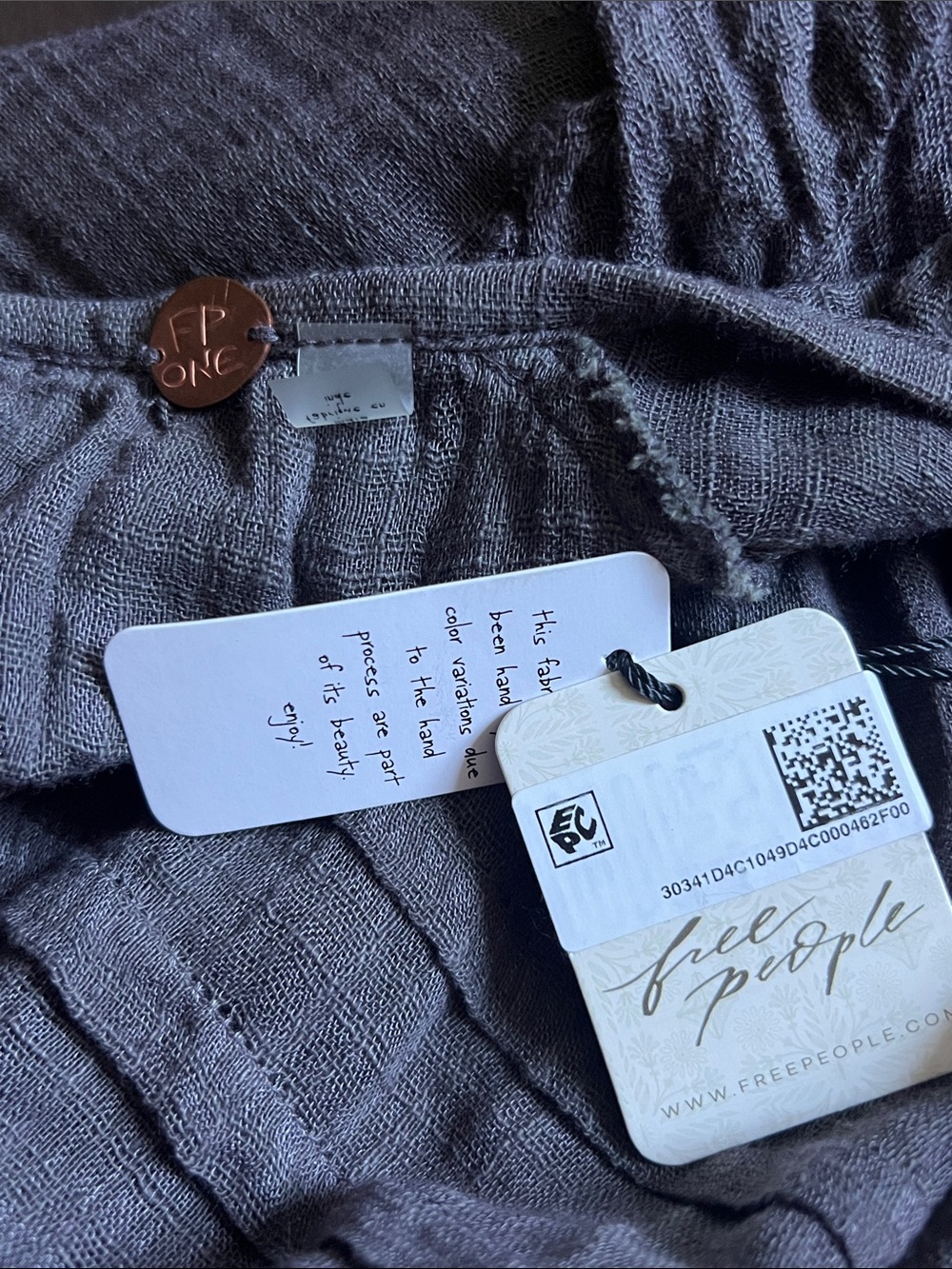Free People FP One Tamasi V Neck Oversized Ruffle semi-sheer Gray Tunic NWT sz S - Picture 6 of 10